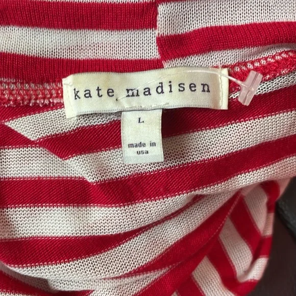 Kate Madisen Shrug Top Size L Red White Stripes - Picture 6 of 8